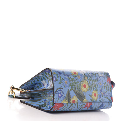 Gucci Calfskin Bamboo Web New Flora Mini Nymphaea Top Handle Bag Azure 4 of 11