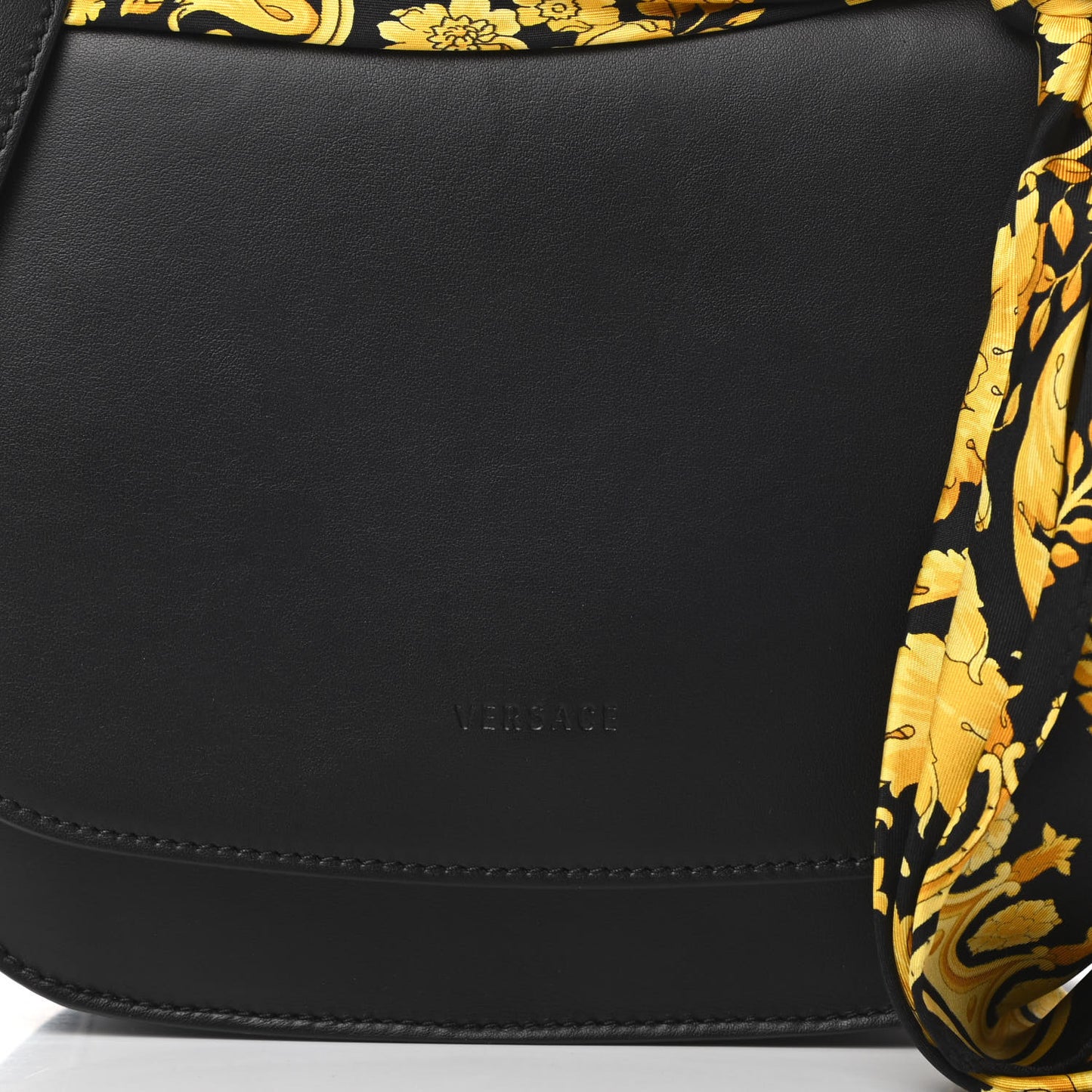 Borsa Vitello Barocco Scarf Sash Shoulder Bag Black Multicolor