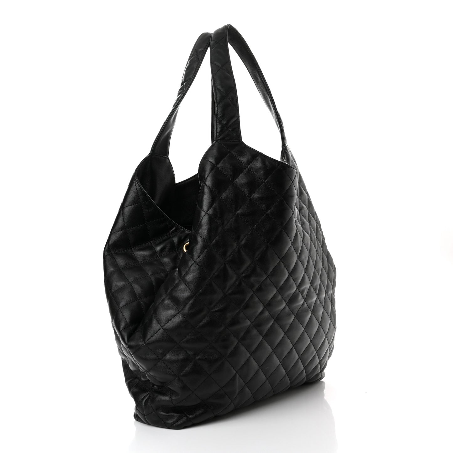 Lambskin Quilted Maxi Icare Shopping Tote Black