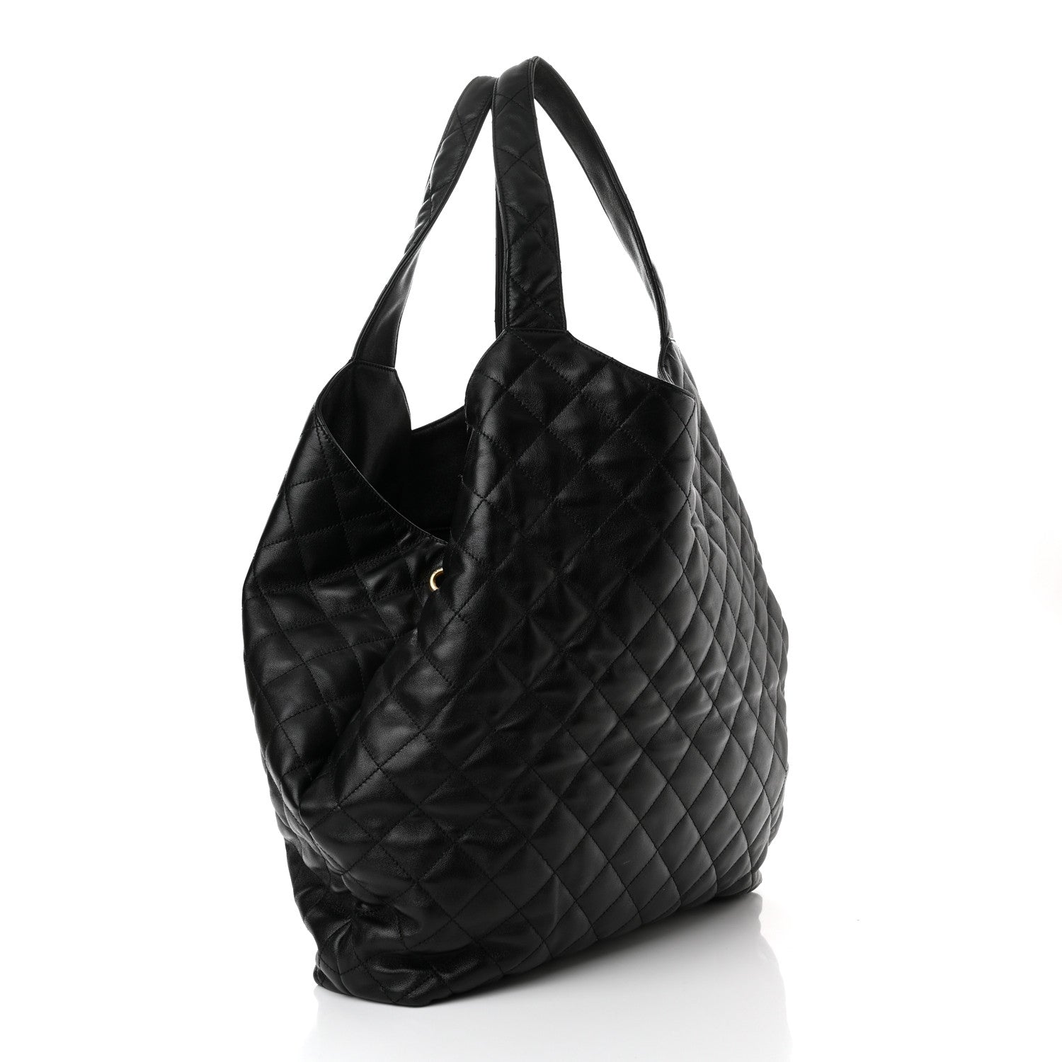 Saint Laurent Lambskin Quilted Maxi Icare Shopping Tote Black 4 of 11