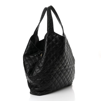 Saint Laurent Lambskin Quilted Maxi Icare Shopping Tote Black 4 of 11
