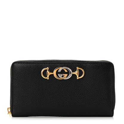 Gucci Grainy Calfskin Zumi Zip Around Wallet Black 1 of 8