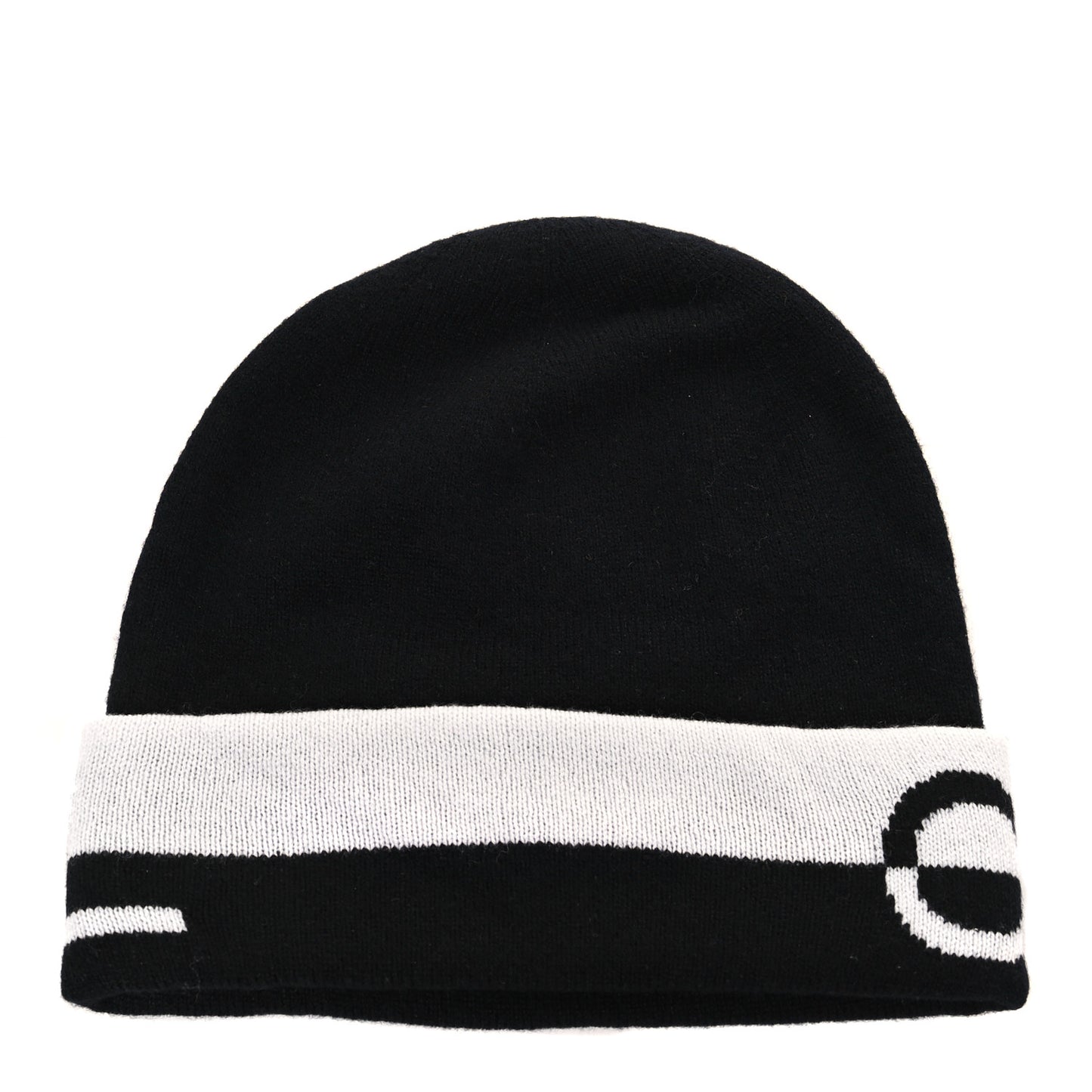 Cashmere Logo Beanie Hat Black White