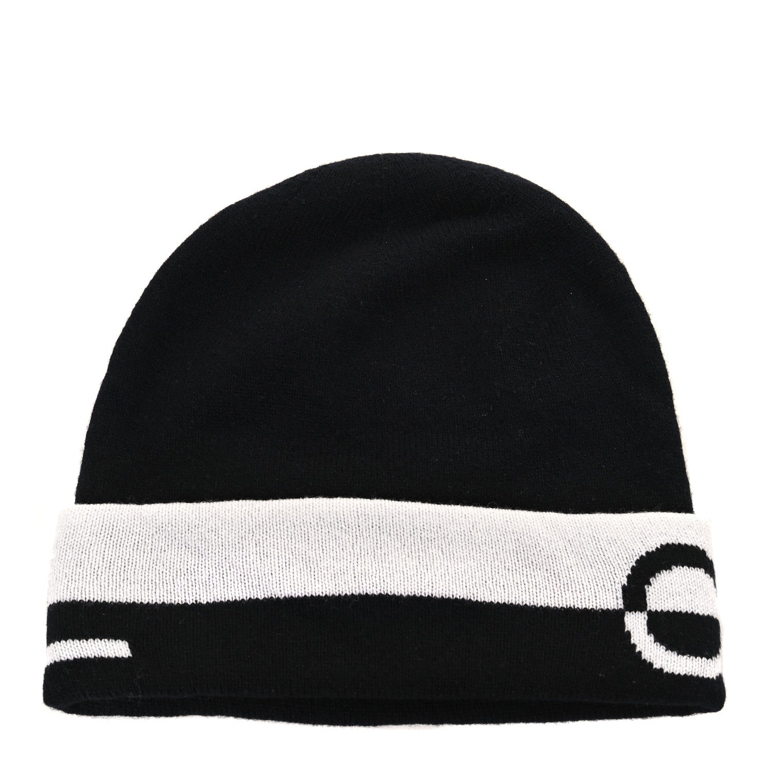 Chanel Cashmere Logo Beanie Hat Black White 2 of 3