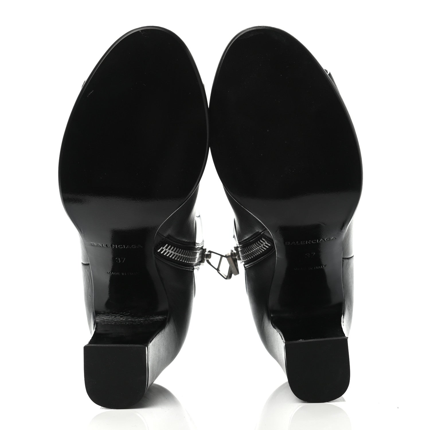 Balenciaga Calfskin Peep Toe Booties 37 Black 4 of 4