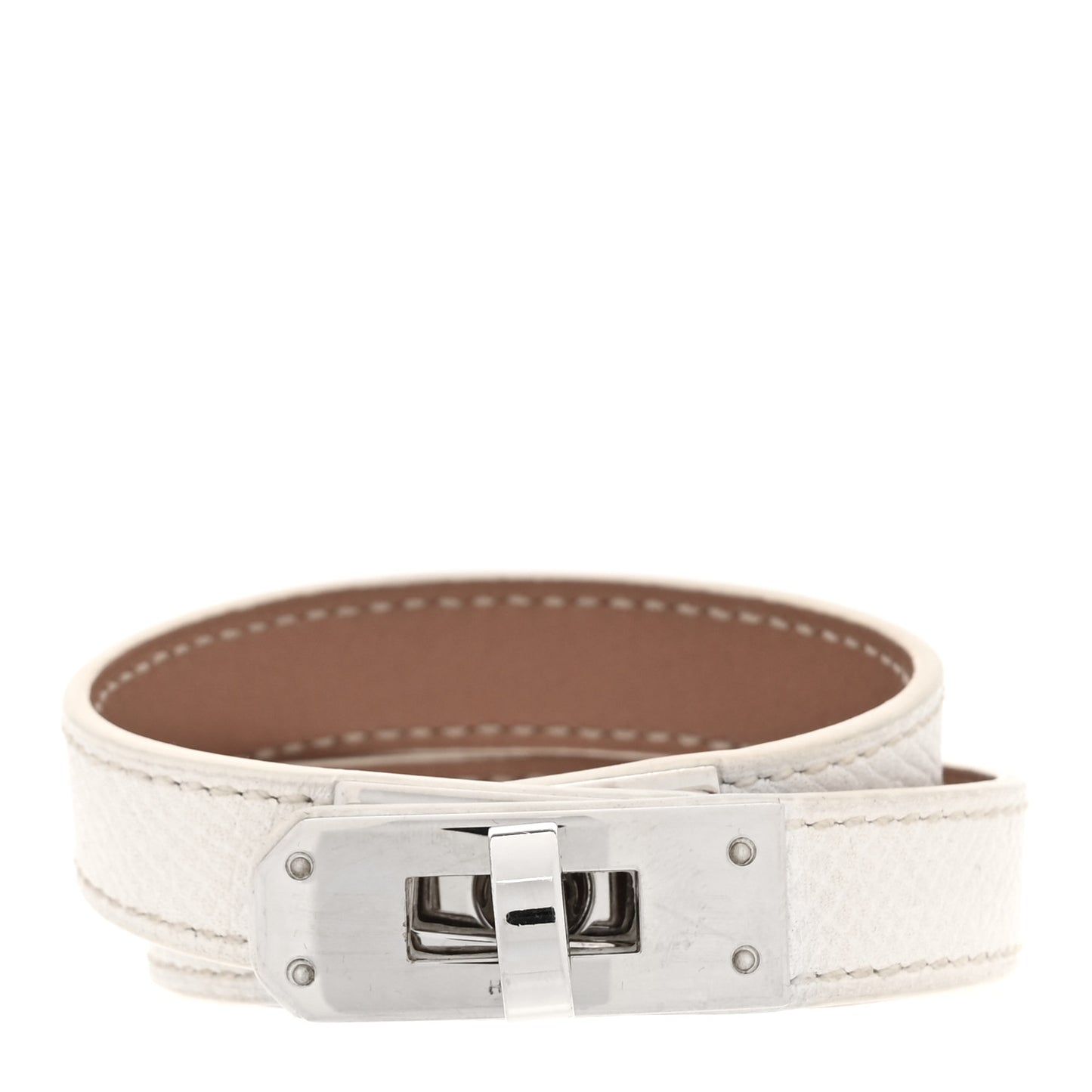 Epsom Kelly Double Tour Bracelet S White