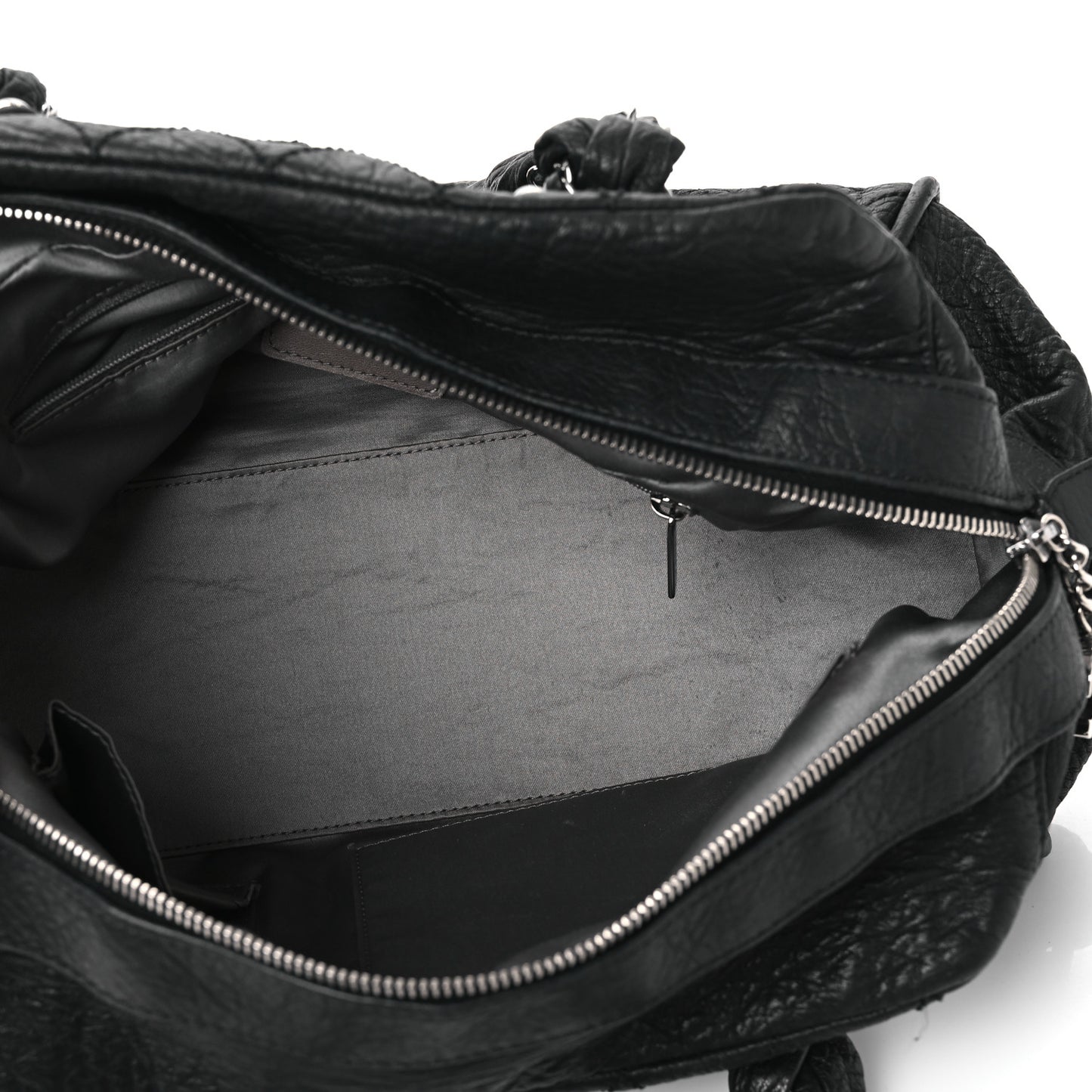 Distressed Lambskin Lady Braid Bowler Black