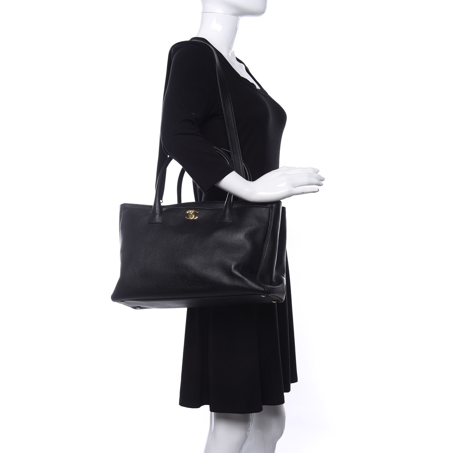 Chanel Calfskin Cerf Executive Shopper Tote Black 2 of 10