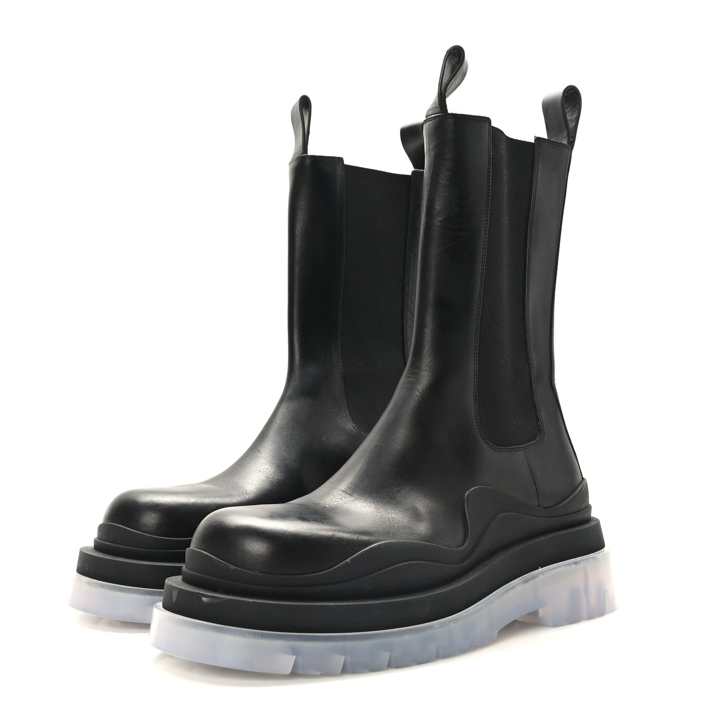 Calfskin The Tire Chelsea Boots 40 Black Transparent