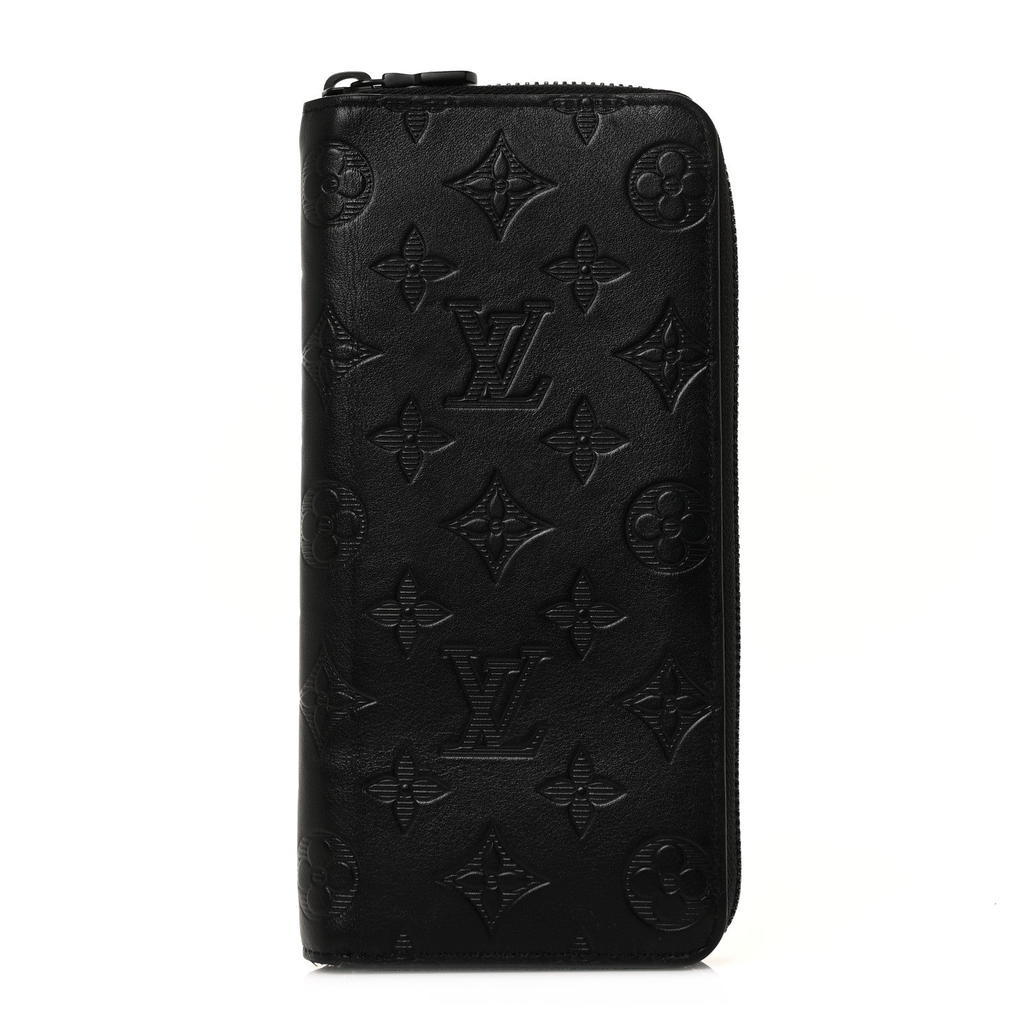 Louis Vuitton Calfskin Monogram Shadow Vertical Zippy Wallet Black 1 of 8