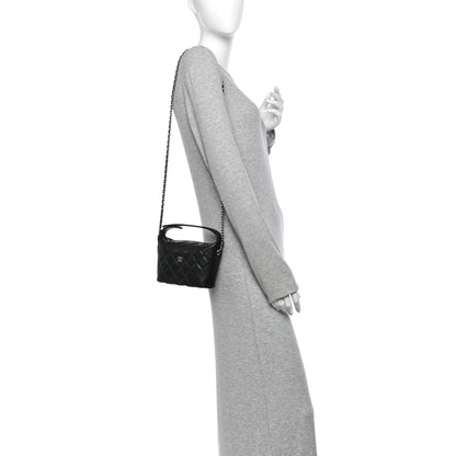 Chanel Caviar Quilted Hobo Clutch With Chain  Black 2 of 11