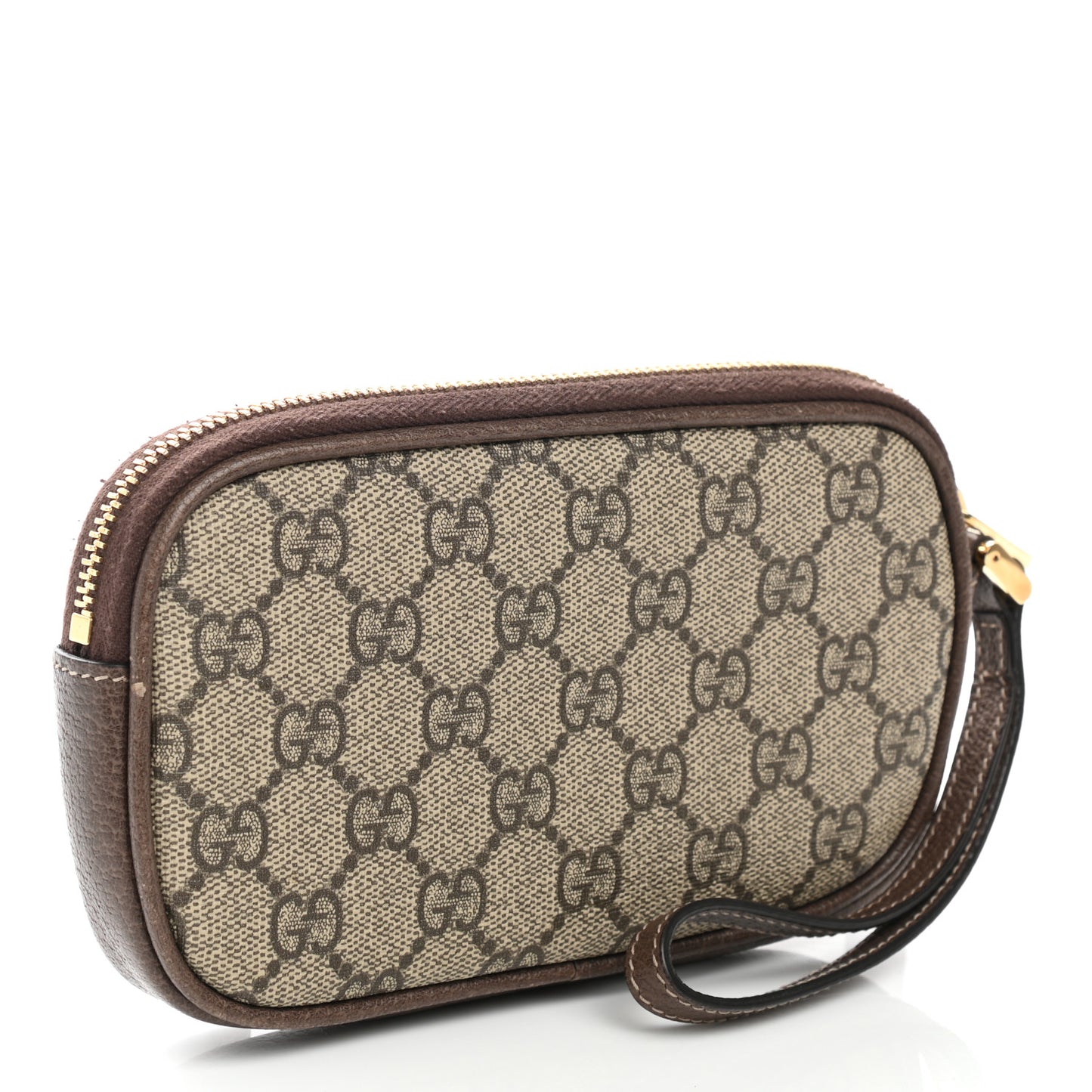 GG Supreme Monogram Ophidia Phone Case Wristlet Brown
