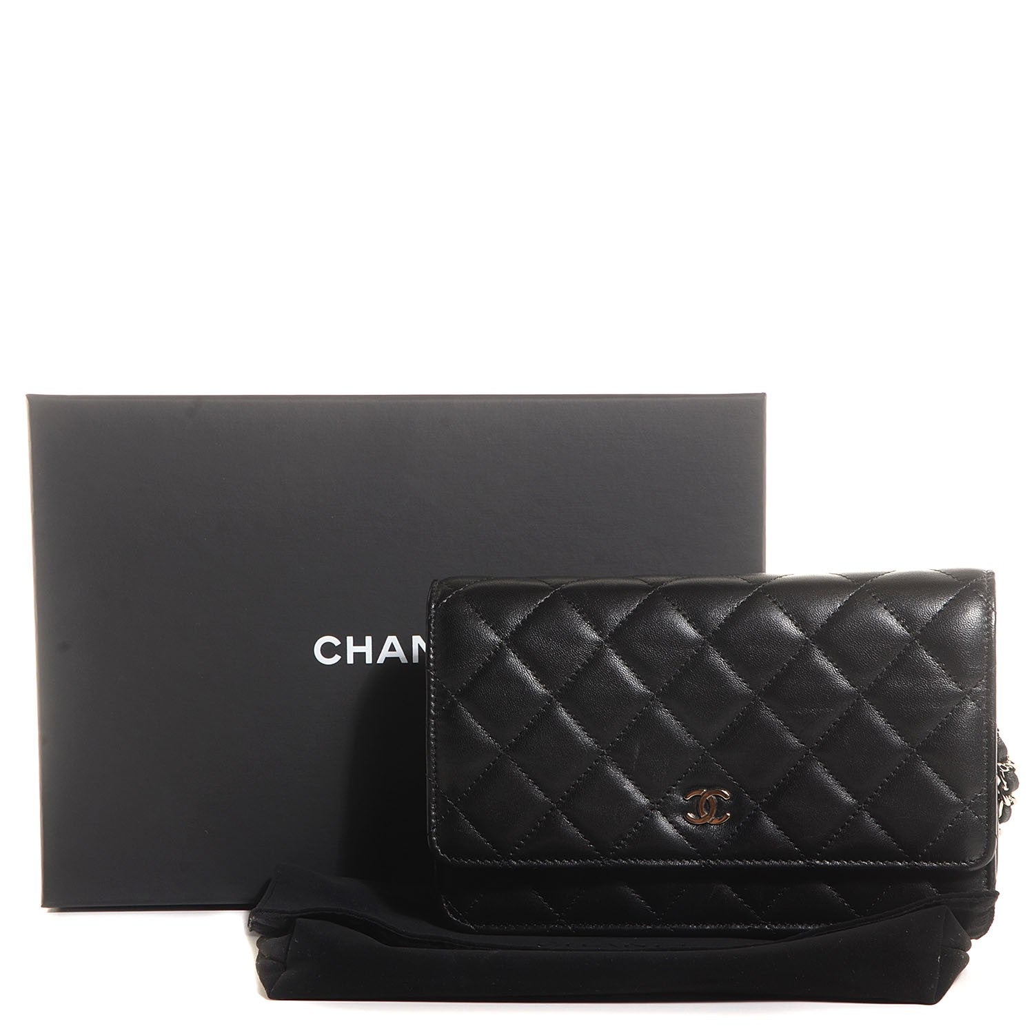 Chanel Lambskin Quilted Wallet On Chain WOC Black 9 of 9