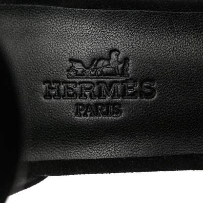 Hermes Suede Goatskin Glam 105 Sandals 36 Black 5 of 9