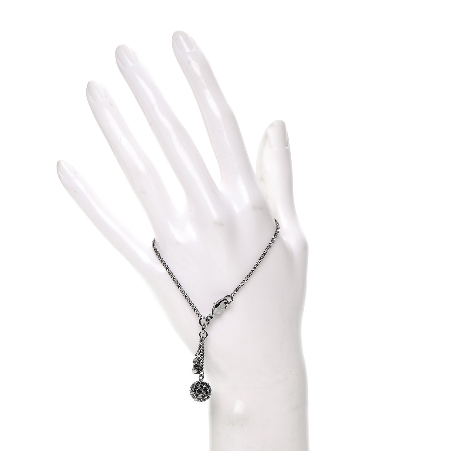 Ruthenium Crystal Ball CC Charm Bracelet Black