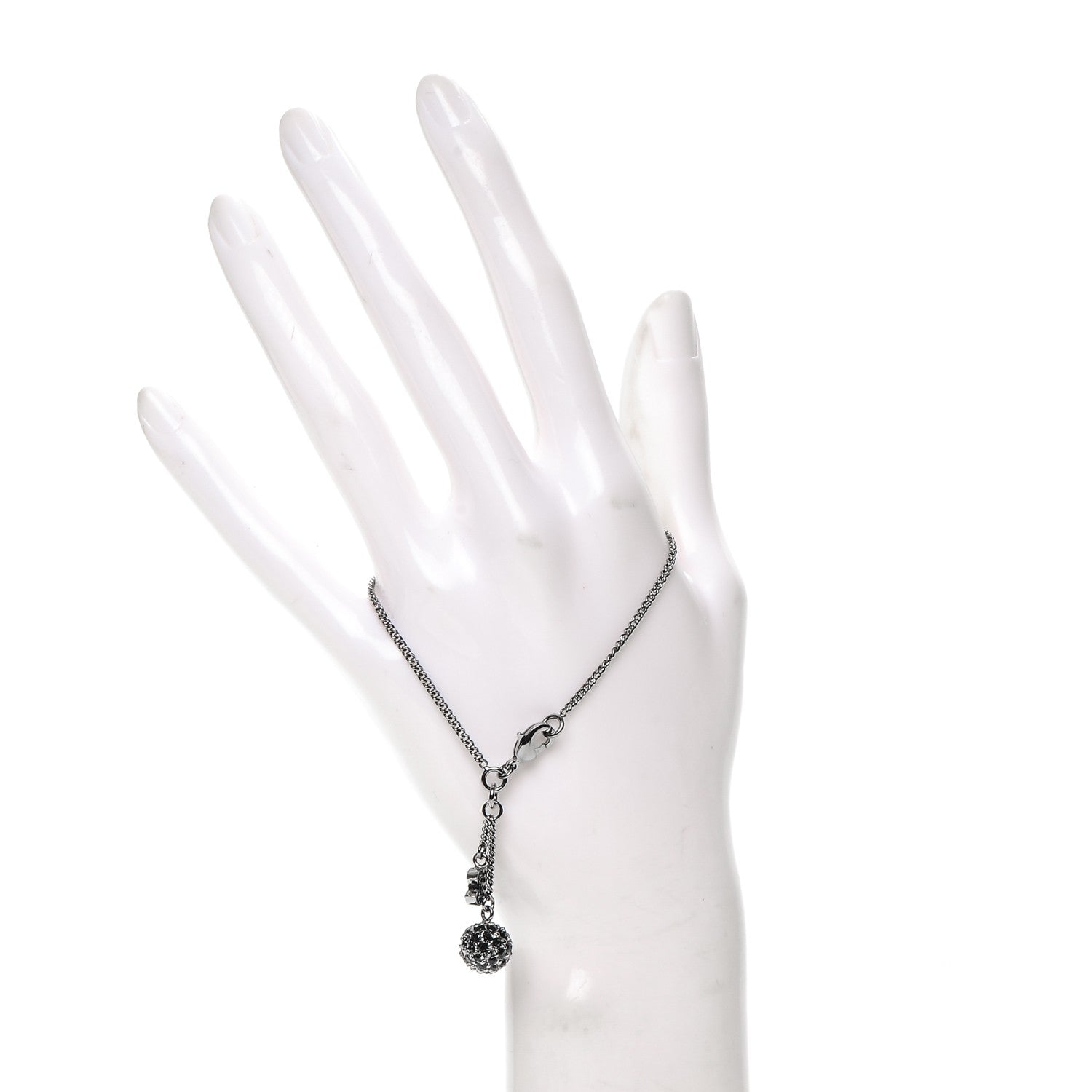 Chanel Ruthenium Crystal Ball CC Charm Bracelet Black 2 of 4