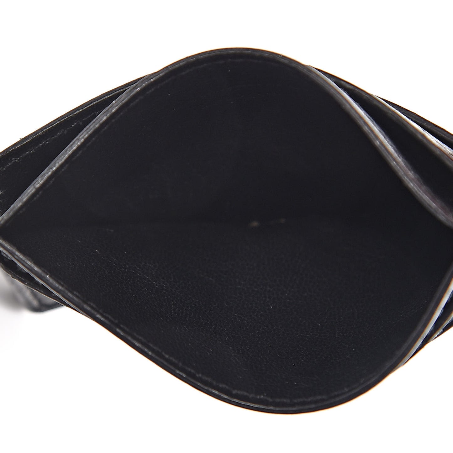 Calfskin Studded Skull Card Holder Black