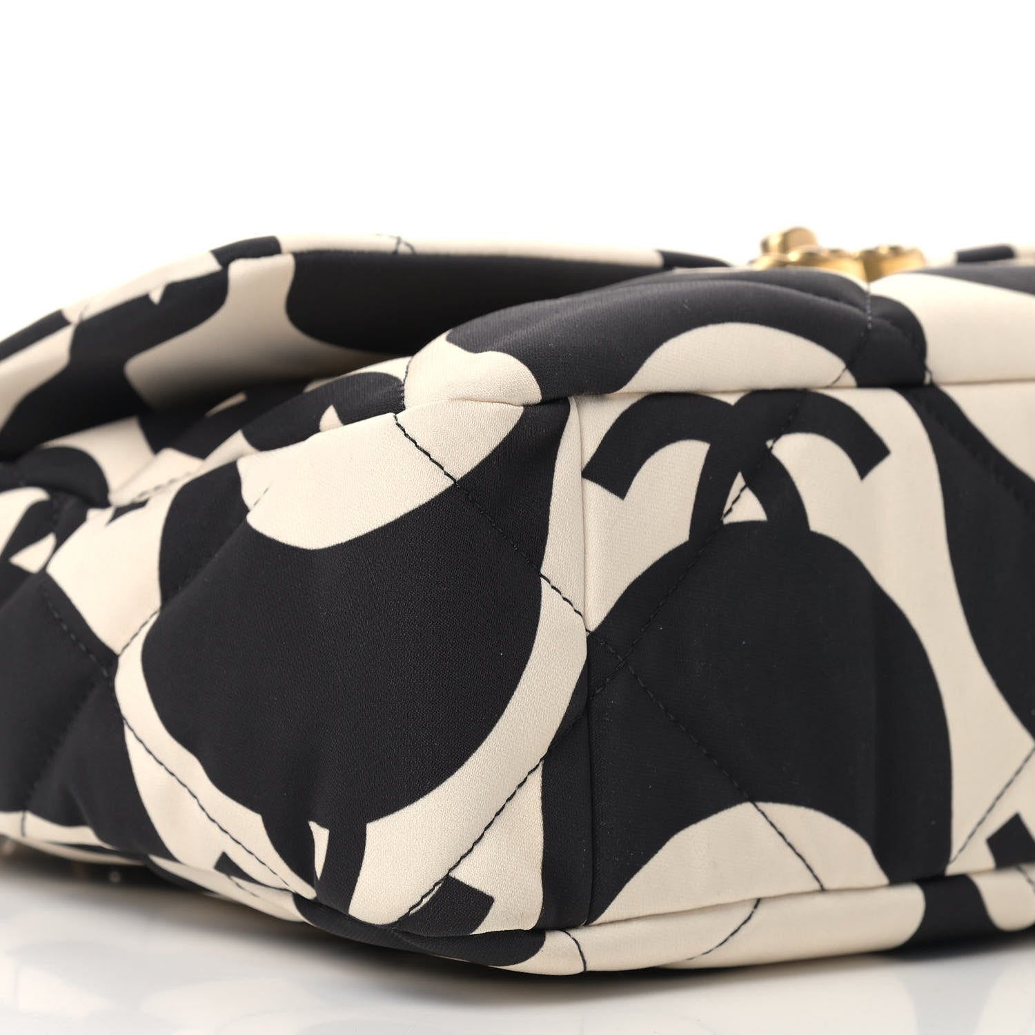 Chanel Fabric Printed Large Chanel 19 Flap Black Ecru 8 of 10