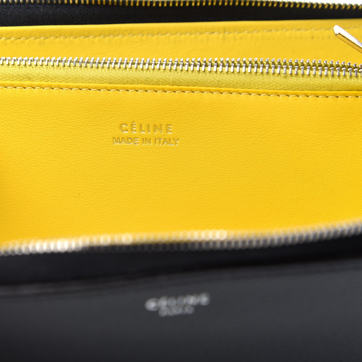 Celine Calfskin Large Zip Around Multifunction Wallet Black Citron 6 of 9