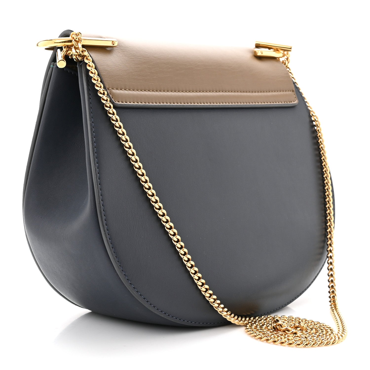 Chloe Suede Smooth Calfskin Drew Shoulder Bag Intense Green Brown 3 of 9