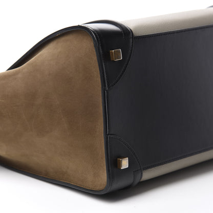 Celine Baby Grained Calfskin Suede Mini Tri-Color Luggage Stone 6 of 11