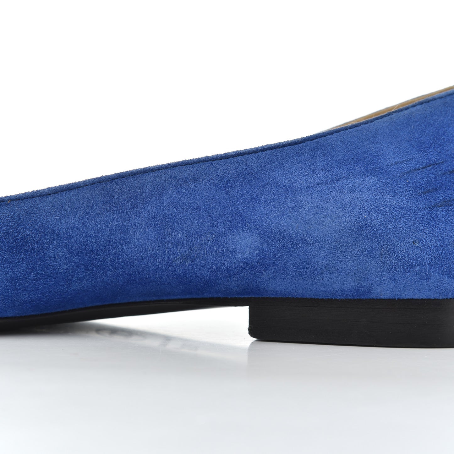 Suede Satin Cap Toe Gabrielle Ballerina Flats 36.5 Royal Blue Black