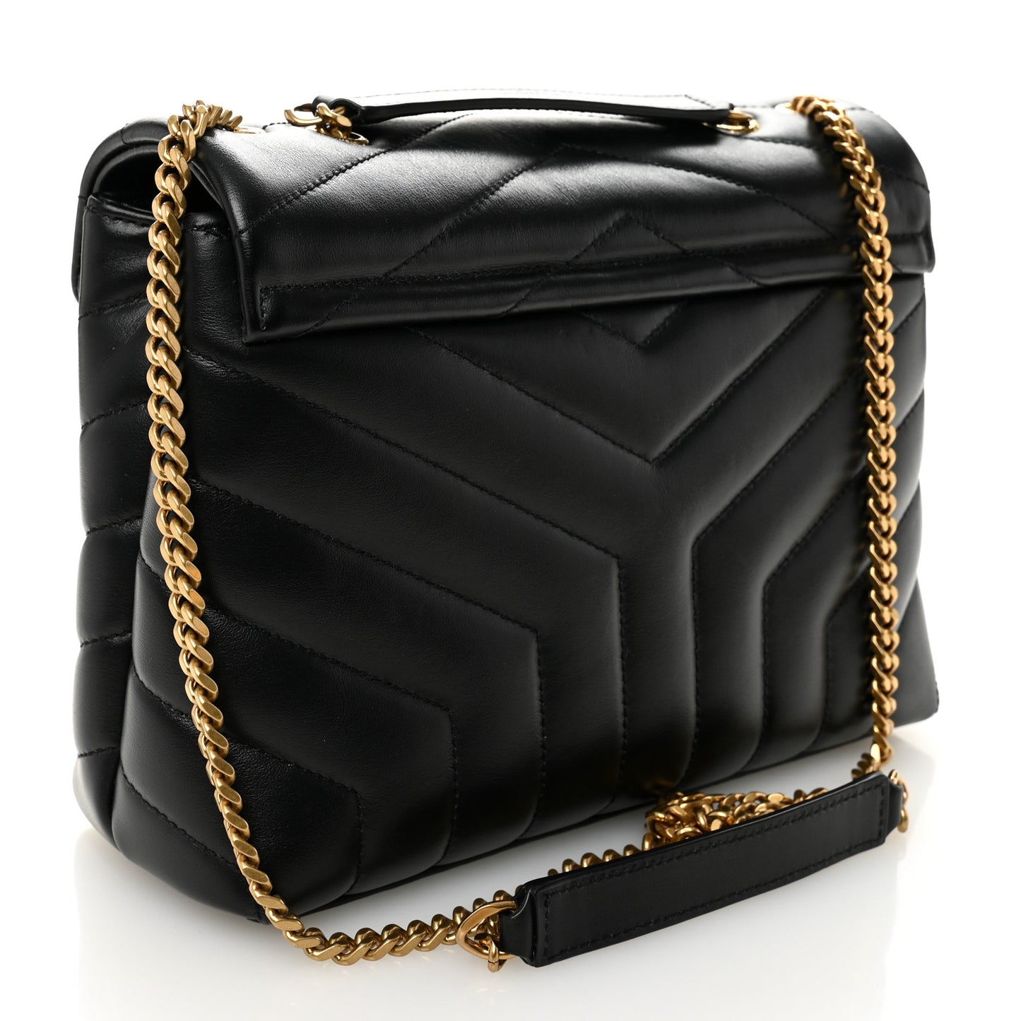 Calfskin Y Quilted Monogram Small Loulou Chain Satchel Black