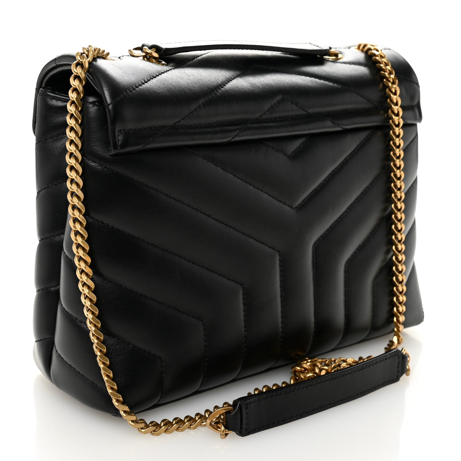 Saint Laurent Calfskin Y Quilted Monogram Small Loulou Chain Satchel Black 3 of 10