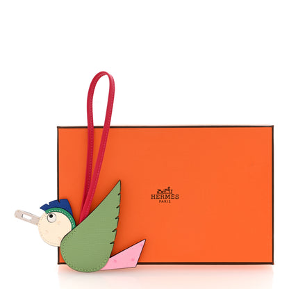 Hermes Ostrich Epsom Swift Birdy Bag Charm Vert Criquet Bubblegum Nata Menthe Bleu France Framboise 5 of 5