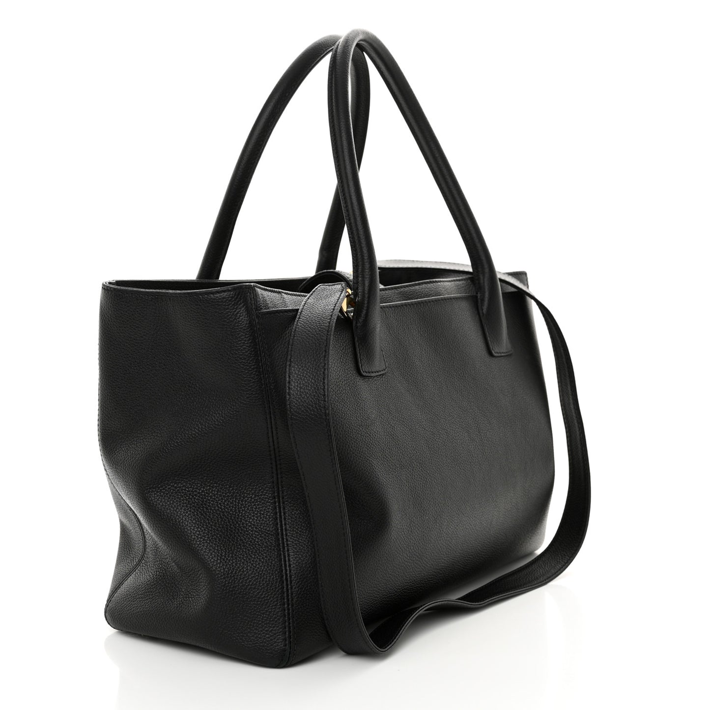 Calfskin Cerf Executive Shopper Tote Black