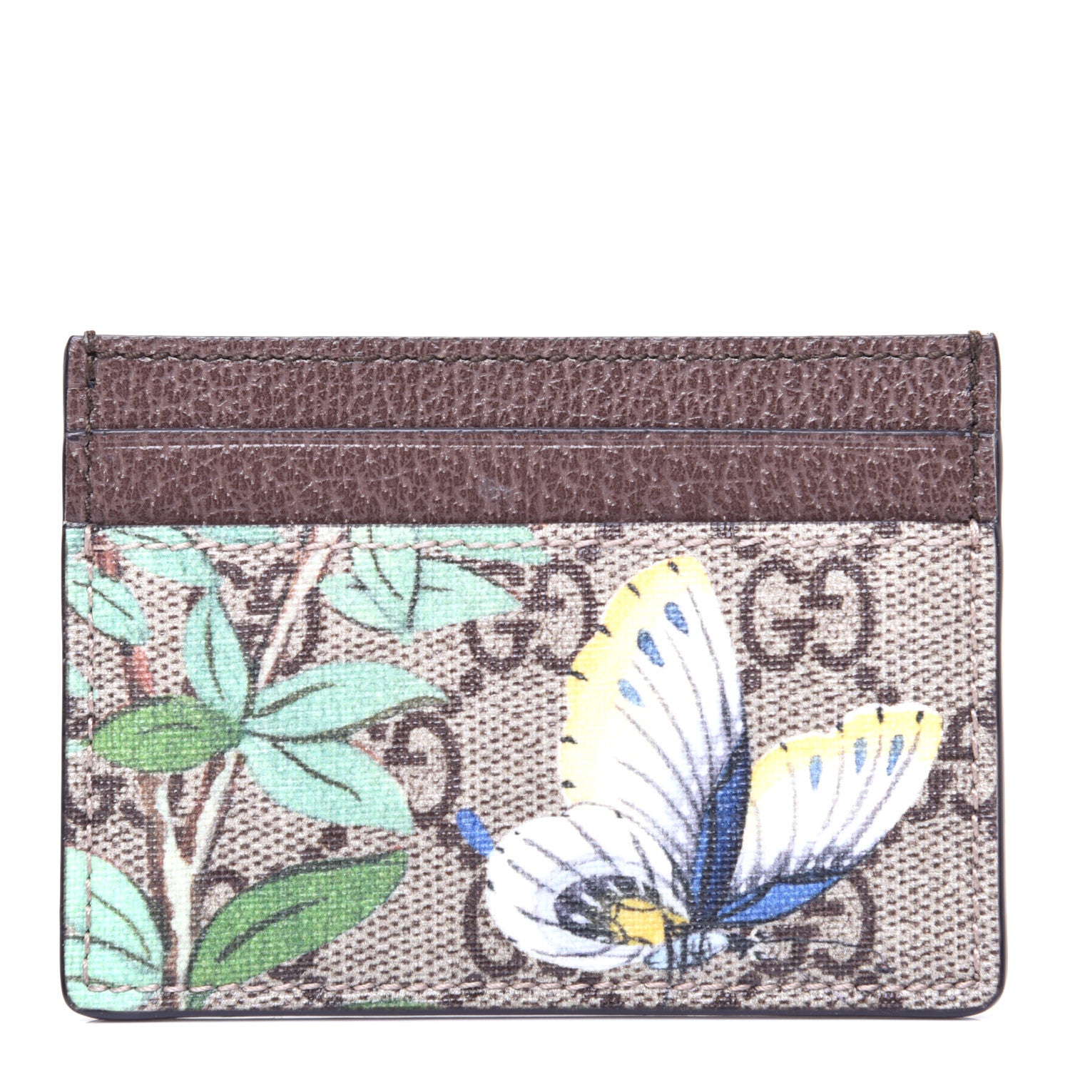 Gucci GG Supreme Monogram Tian Card Holder Beige Multicolor New Acero 1 of 9