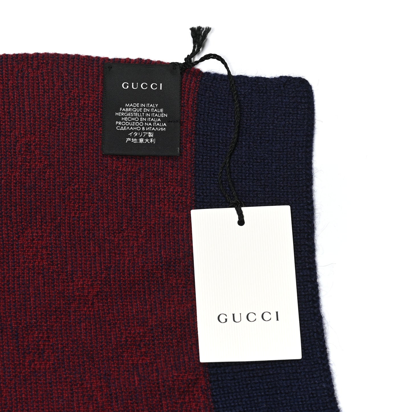 Alpaca Wool Knit GG Monogram Hog Scarf Navy Red