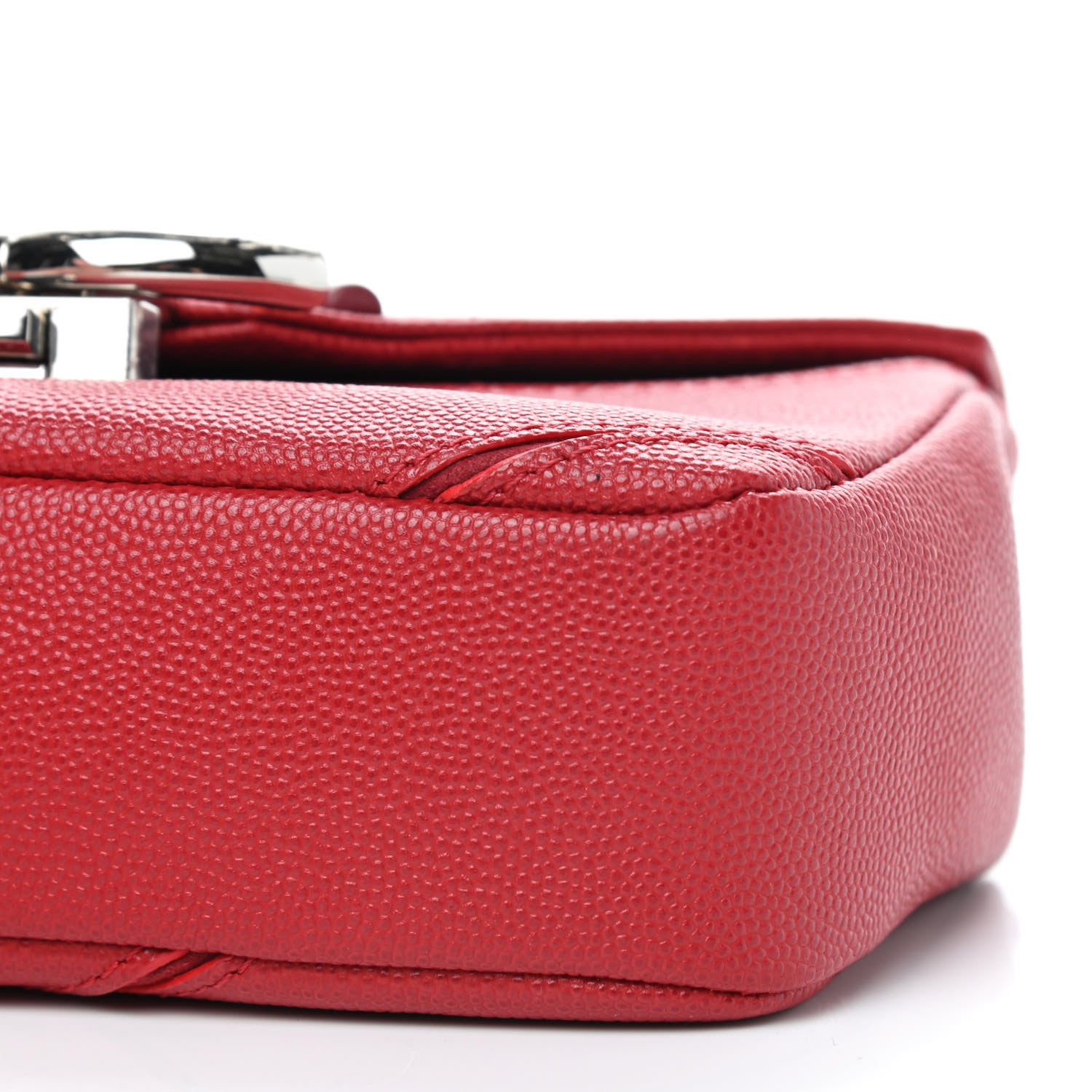 Chanel Caviar Macro Chevron Small Single Flap Red 7 of 9