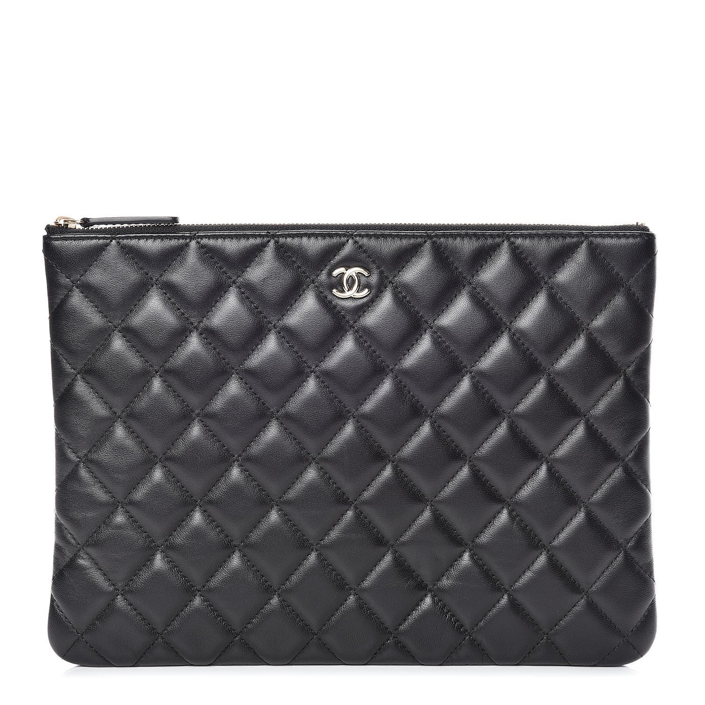 Lambskin Quilted Medium Cosmetic Case Black