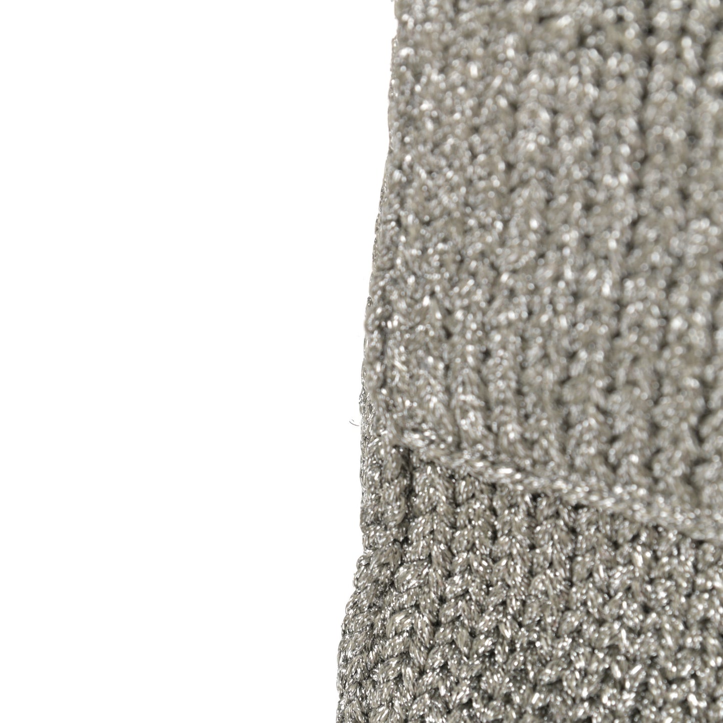 Metallic Lurex Knit Large Roman Stud Shoulder Bag Silver
