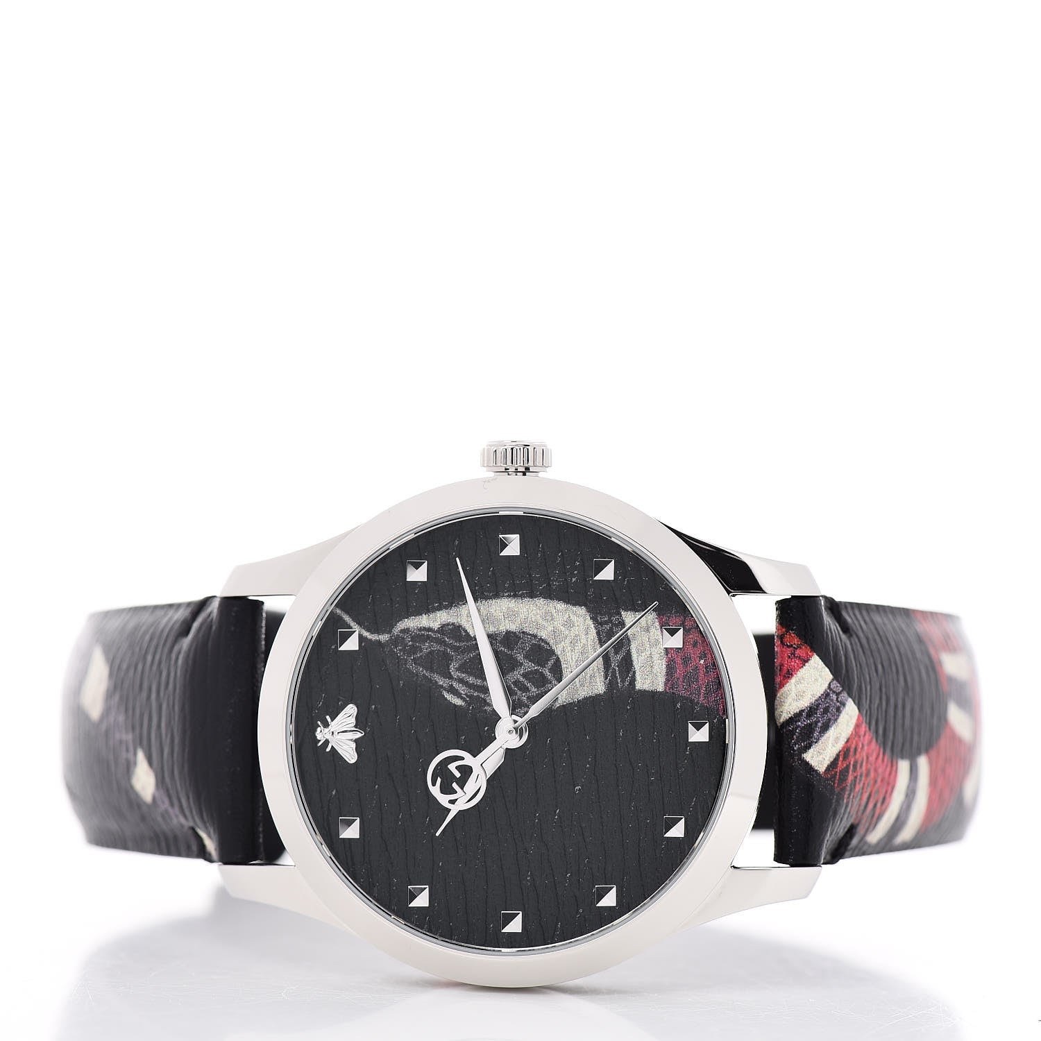 Gucci Stainless Steel Calfskin 38mm Le Marche Des Merveilles Snake Quartz Watch Black 3 of 5