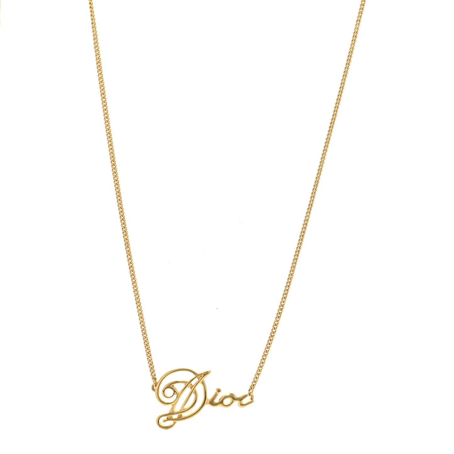 Metal Cursive Logo Necklace Gold