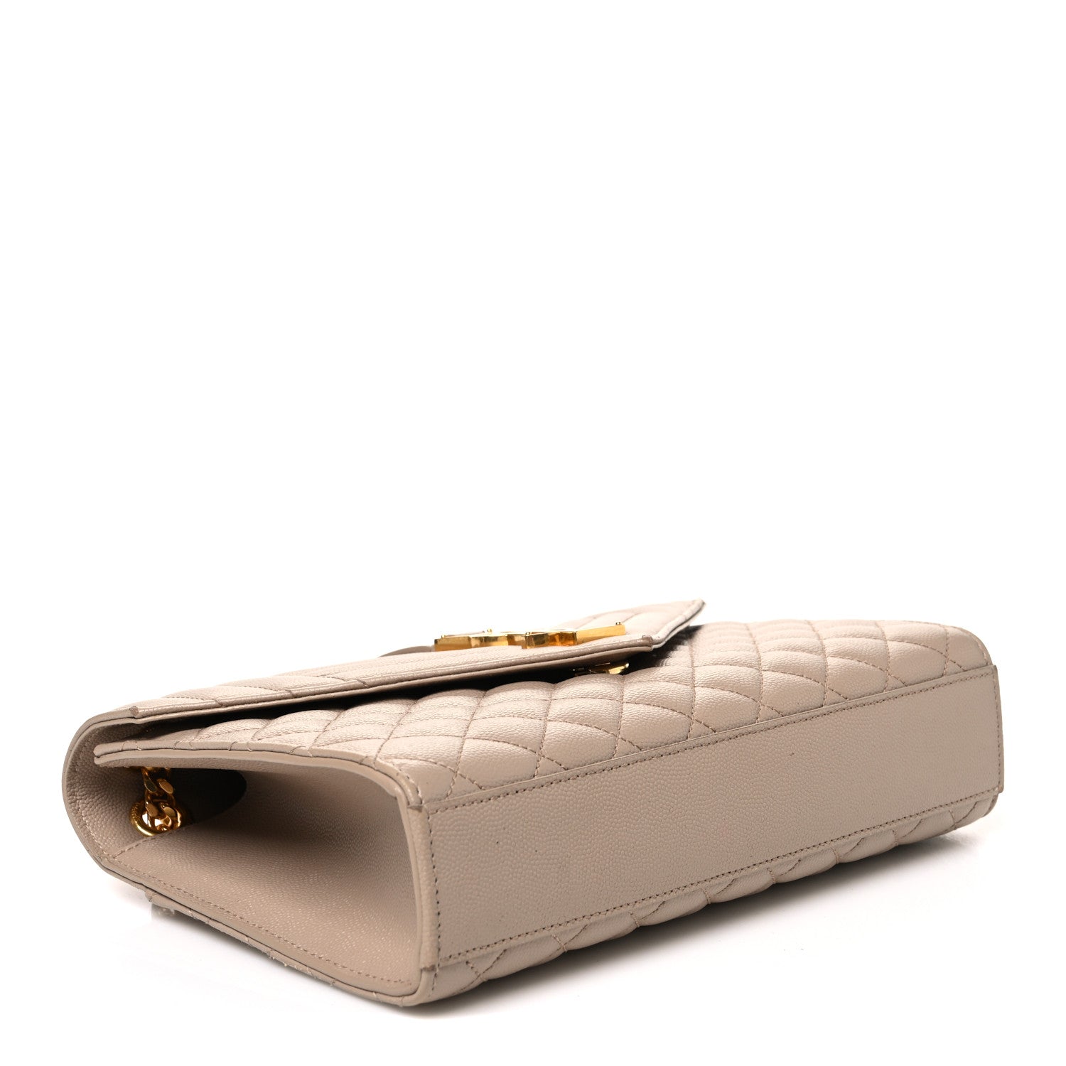 Saint Laurent Grain De Poudre Textured Mixed Matelasse Medium Triquilt Monogram Satchel Dark Beige 4 of 11