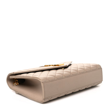 Saint Laurent Grain De Poudre Textured Mixed Matelasse Medium Triquilt Monogram Satchel Dark Beige 4 of 11