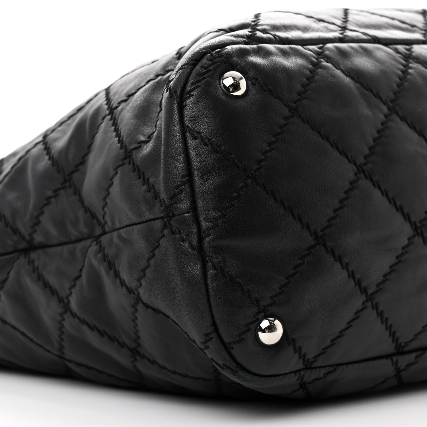 Chanel Lambskin Stitched Shopper Tote Black 10 of 13