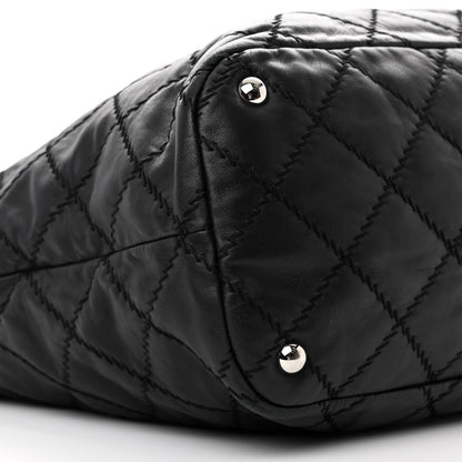 Chanel Lambskin Stitched Shopper Tote Black 10 of 13