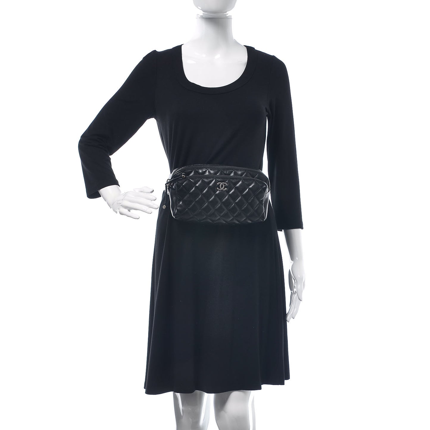Calfskin Quilted Waist Bag Black