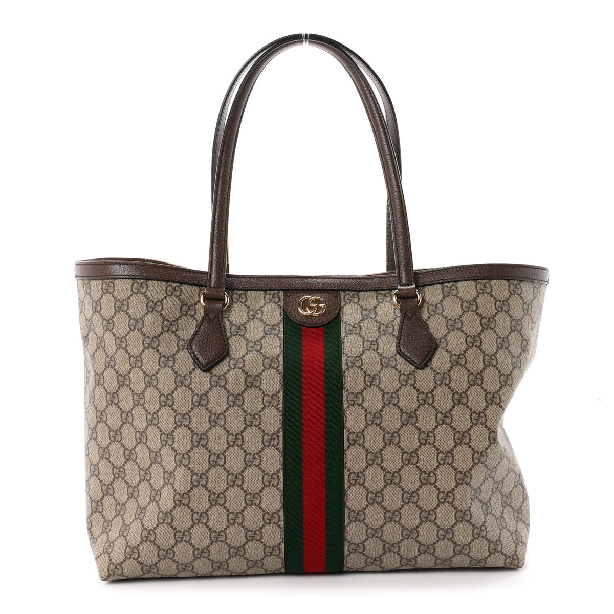 GG Supreme Monogram Medium Ophidia Shopping Tote Brown