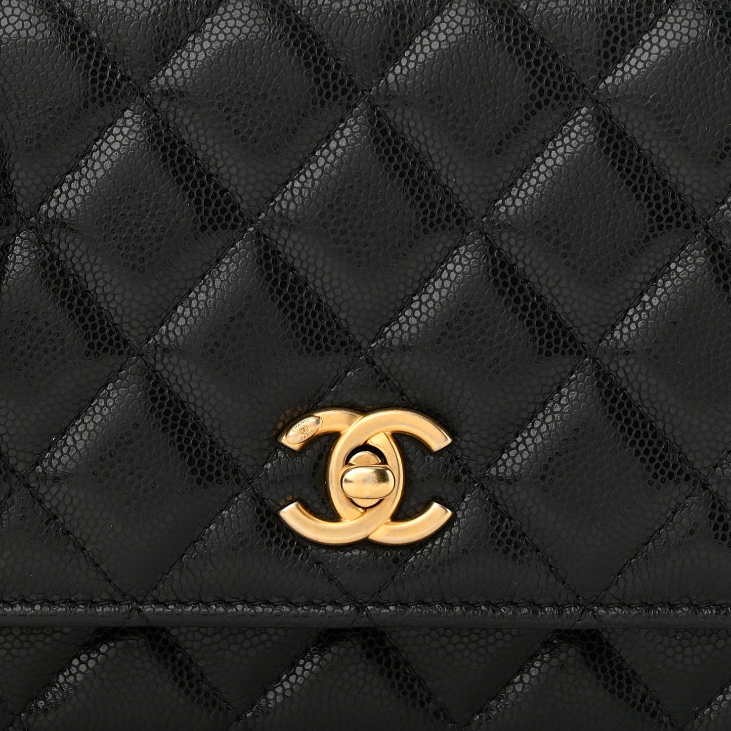 Caviar Quilted Twist Your Buttons Wallet On Chain WOC Black