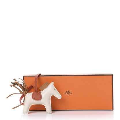 Hermes Milo Lambskin Grigri Rodeo Horse Bag Charm PM Craie Sesame Cornaline 3 of 3