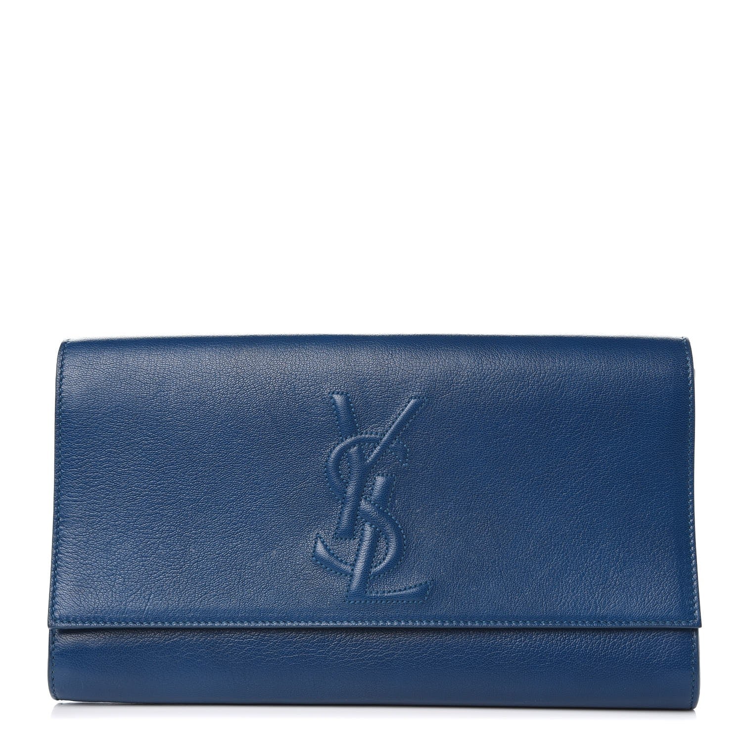 Saint Laurent Calfskin Large Belle De Jour Clutch Blue 1 of 8