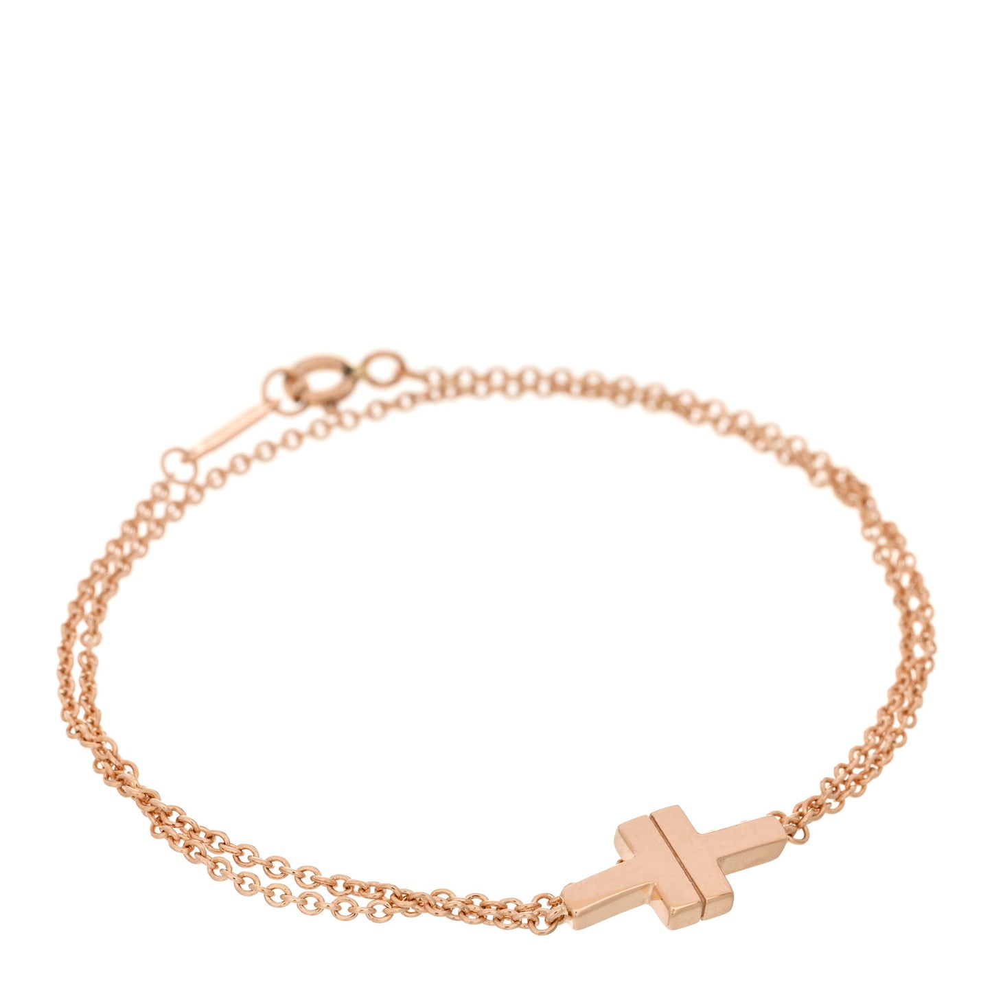 18K Rose Gold T Double Chain Bracelet