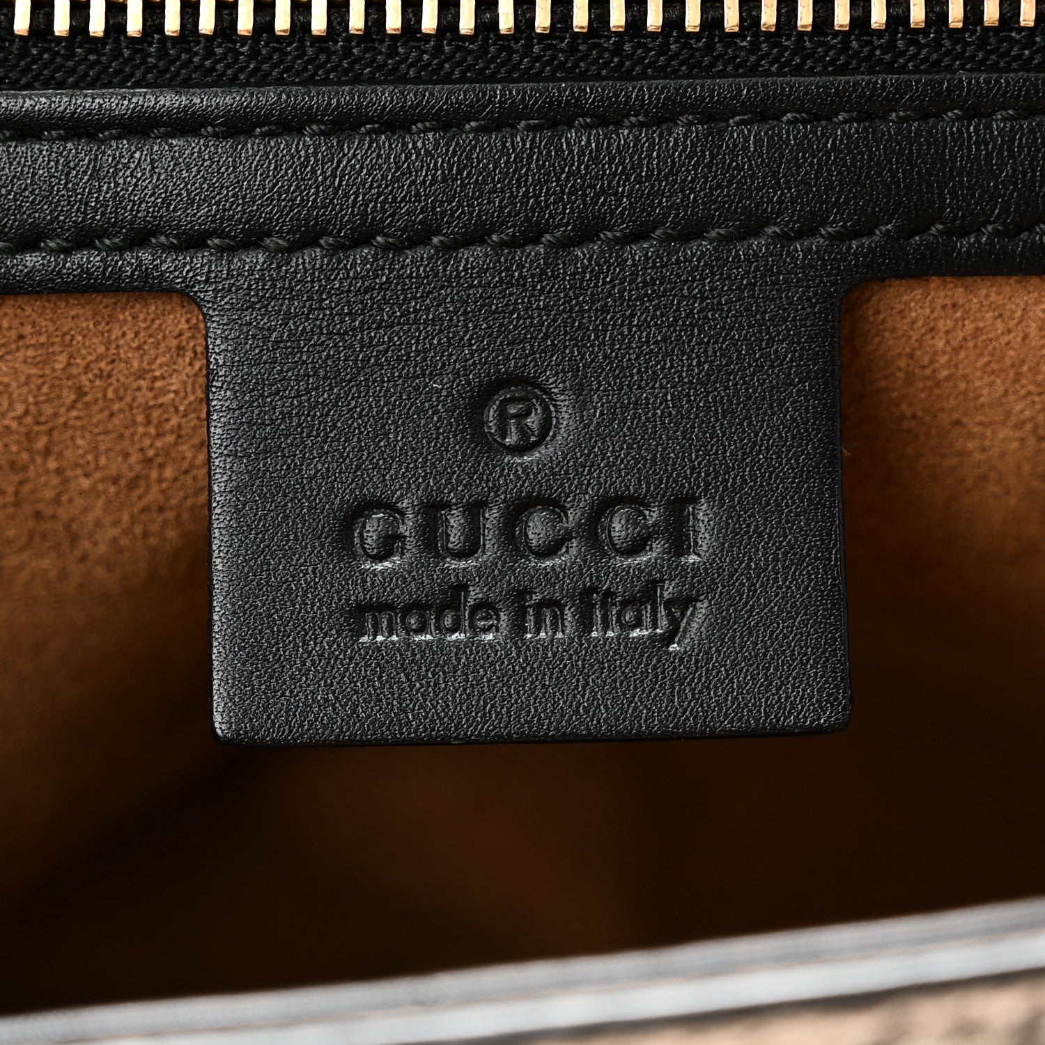Gucci GG Supreme Monogram Calfskin Small Padlock Top Handle Bag Beige Black Cuir 6 of 10