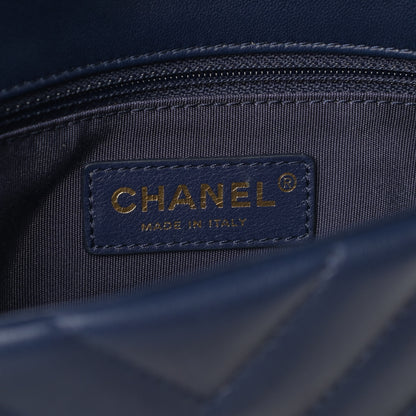 Chanel Lambskin Chevron Quilted Mini Chain Around Rectangular Flap Blue 6 of 10