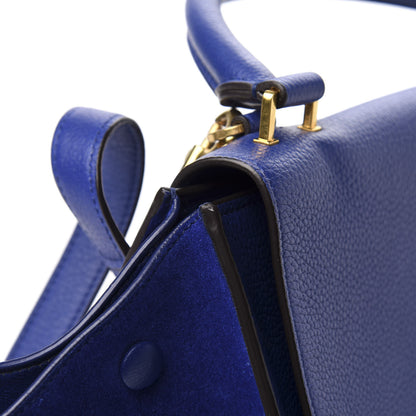 Celine Drummed Calfskin Suede Small Trapeze Indigo 10 of 11